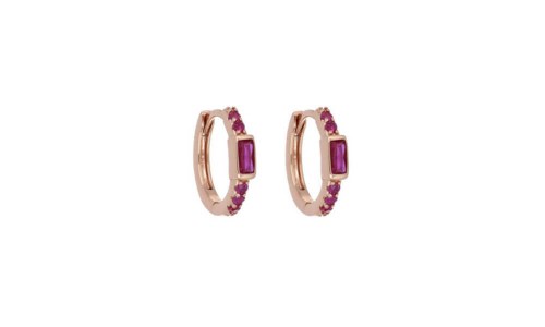 Orecchini Argento Placcato Oro Rosa Cerchio Con Pietre Viola Cuori Milano 24891776